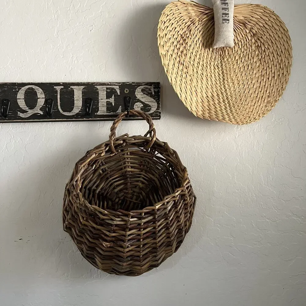 Wall Pocket Wicker Basket 12